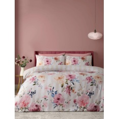 Catherine Lansfield Floral Stripe Duvet Set - Cream