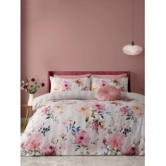 Catherine Lansfield Floral Stripe Duvet Set - Cream