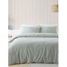 Catherine Lansfield Stripe Brushed Duvet Set - Green Catherine Lansfield Stripe Brushed Duvet Set - Green