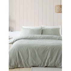 Catherine Lansfield Stripe Brushed Duvet Set - Green Catherine Lansfield Stripe Brushed Duvet Set - Green