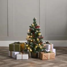 Festive Potted Pre-lit Warm White LED Mini Christmas Tree 60cm