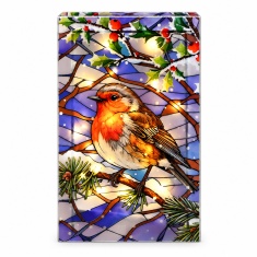 Festive Light-Up Stained Glass Robin Decoration Festive Light-Up Stained Glass Robin Decoration