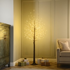 Festive Brown LED Twig Tree 150cm - Warm White