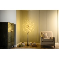 Festive Brown LED Twig Tree 150cm - Warm White