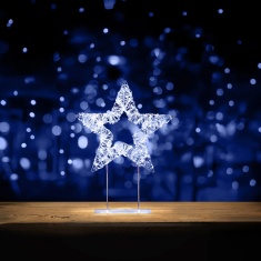 Premier Twinkling Lit Table Top Star 45cm - Silver