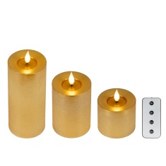 Lumineo LED Realistic Wick Candle Set of 3 - Gold Lumineo LED Realistic Wick Candle Set of 3 - Gold