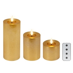 Lumineo LED Realistic Wick Candle Set of 3 - Gold Lumineo LED Realistic Wick Candle Set of 3 - Gold