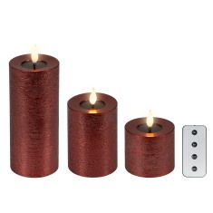 Lumineo LED Realistic Wick Candle Set of 3 - Oxblood Lumineo LED Realistic Wick Candle Set of 3 - Oxblood