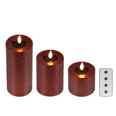 Lumineo LED Realistic Wick Candle Set of 3 - Oxblood Lumineo LED Realistic Wick Candle Set of 3 - Oxblood
