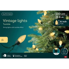 Lumineo 19.8m Vintage XL LED String Lights 100L - Green/Soft Gold