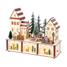 Lumineo Lit Wooden Santa Village Scene