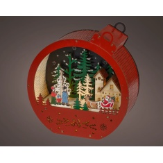 Lumineo Wooden Christmas Village Scene Bauble Lumineo Wooden Christmas Village Scene Bauble