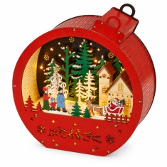Lumineo Wooden Christmas Village Scene Bauble Lumineo Wooden Christmas Village Scene Bauble