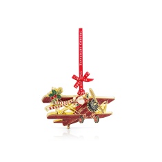 Sparkle Santa In Bi-Plane Christmas Tree Decoration