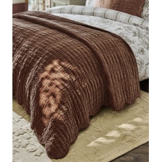 Laura Ashley Brady Scalloped Bedspread 180x235cm - Caramel