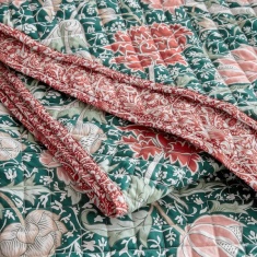 William Morris At Home Cray Forest Bedspread - Green/Cranberry