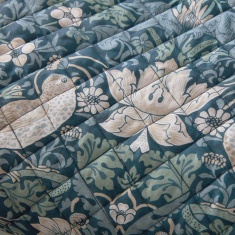 William Morris At Home Midnight Strawberry Thief Bedspread - Prussian Blue William Morris At Home Midnight Strawberry Thief Bedspread - Prussian Blue