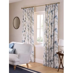 Laura Ashley Gosford Lined Pencil Pleat Curtains - Heritage Blue