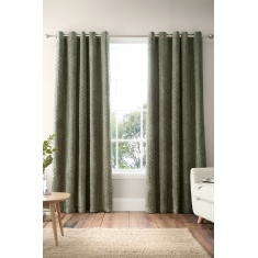 Bianca Attica Velvet Blackout Eyelet Curtains - Green
