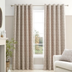 Bianca Chenille Leaves Eyelet Curtains - Natural