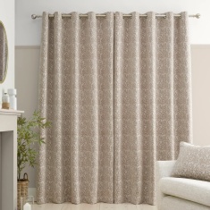 Bianca Chenille Leaves Eyelet Curtains - Natural