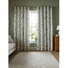 Catherine Lansfield Watercolour Leaves Eyelet Curtains - Natural/Green