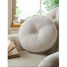 Laura Ashley Cornish Stripe Circular Cushion 35cm - Natural