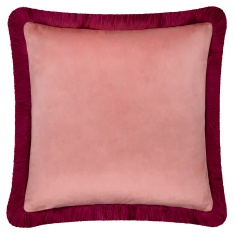 Furn Halo Fringed Velvet Feather Cushion 50cm - Slipper/Burgundy