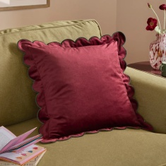 Furn Lil Scallop Cushion 45cm - Burgundy/Chocolate