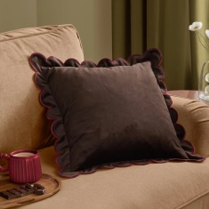Furn Lil Scallop Cushion 45cm - Chocolate/Burgundy