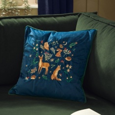Furn Berry Woods Velvet Cushion 45cm - Navy