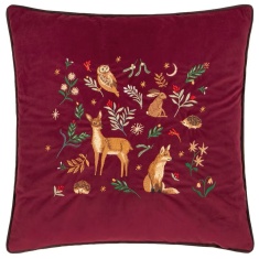 Furn Berry Woods Velvet Cushion 45cm - Burgundy