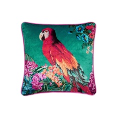 Laurence Llewelyn-Bowen Polly Amorous Parrot & Floral Cushion 43cm - Teal