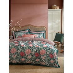 William Morris At Home Cray Forest Duvet Set - Green/Cranberry