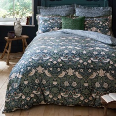 William Morris At Home Midnight Strawberry Thief Duvet Set - Prussian Blue William Morris At Home Midnight Strawberry Thief Duvet Set - Prussian Blue