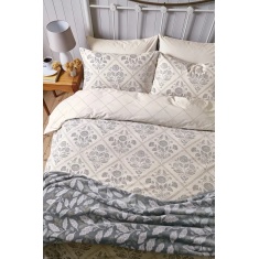 Helena Springfield Folk Trellis Duvet Set - Charcoal & Linen
