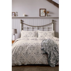 Helena Springfield Folk Trellis Duvet Set - Charcoal & Linen