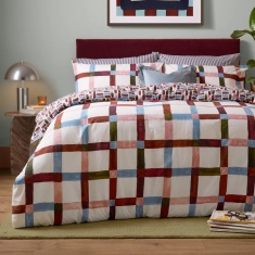 Furn Selvan Duvet Set - Oatmilk & Burgundy