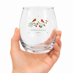 Christmas Joy Robin 4 Drinking Glasses Set of 4
