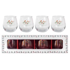Christmas Joy Robin 4 Drinking Glasses Set of 4
