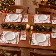 Christmas Robin 4 Placemats & 4 Coasters