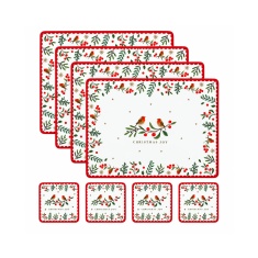 Christmas Robin 4 Placemats & 4 Coasters