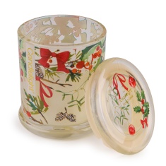 Candlelight Christmas Ribbons & Bows Large Glass Lidded Jar Candle