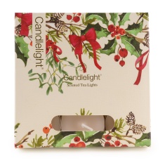 Candlelight Christmas Ribbons & Bows Tealights Set of 9