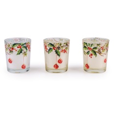 Candlelight Christmas Ribbons & Bows Votive Candles Set of 3