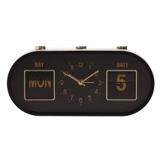 Hometime Calendar Alarm Clock - Black & Gold