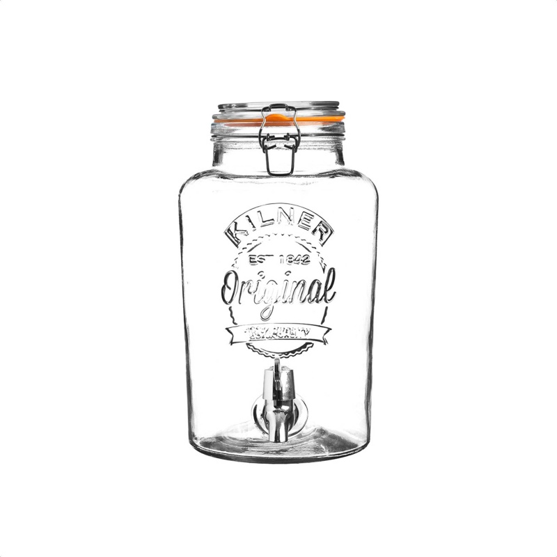 Kilner Orange Clip Top Drinks Dispenser With Tap 5L