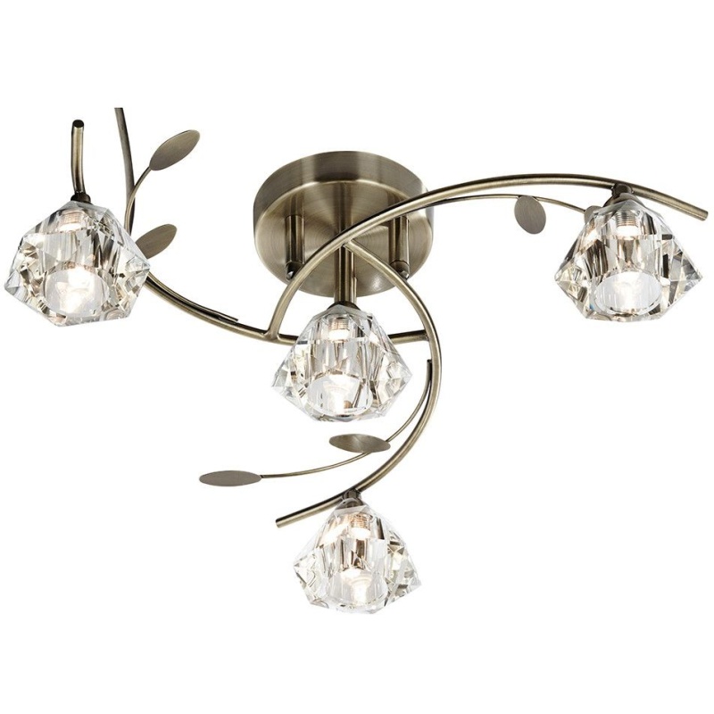 Searchlight 2634-4AB 4 Light Sierra Antique Brass Semi Flush Ceiling Light