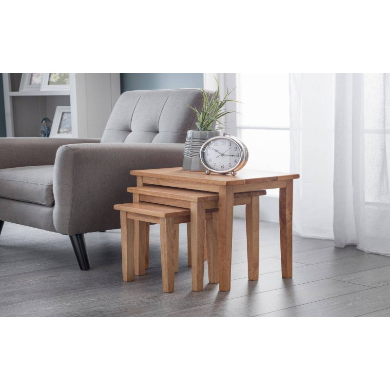Julian Bowen Light Cleo Nest Of Tables - Oak Finish