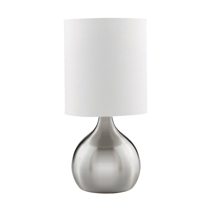 Touch Lamp with Fabric Shade Satin Silver